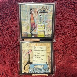 Lot of 2 Vintage Girl Designs Wood Plaques Dear Friend (often) & Thankful (path)